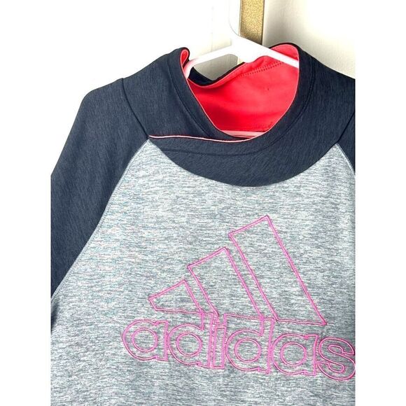 Girls' Adidas Colorblock Sweatshirt w/ Pockets Sz M (10-12)EUC Black, Pink, Grey - Picture 6 of 12